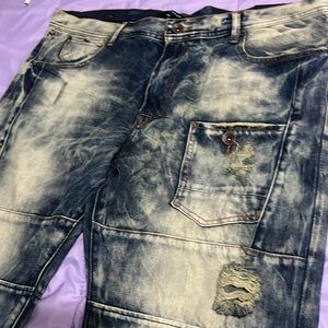 Blue and tan akoo jeans new never worn size 40